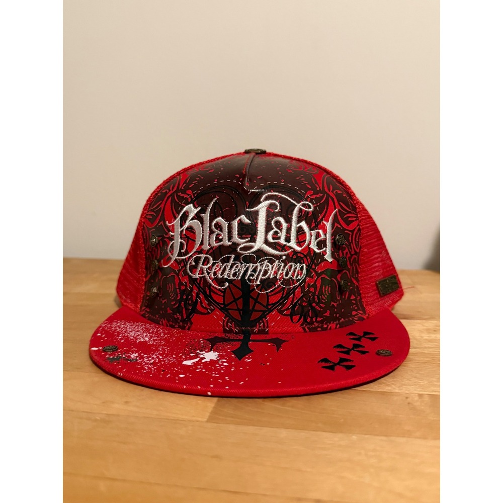 Y2K Blac Label Redemption Trucker Hat Red Gothic Graphic Snapback TRUCK-18